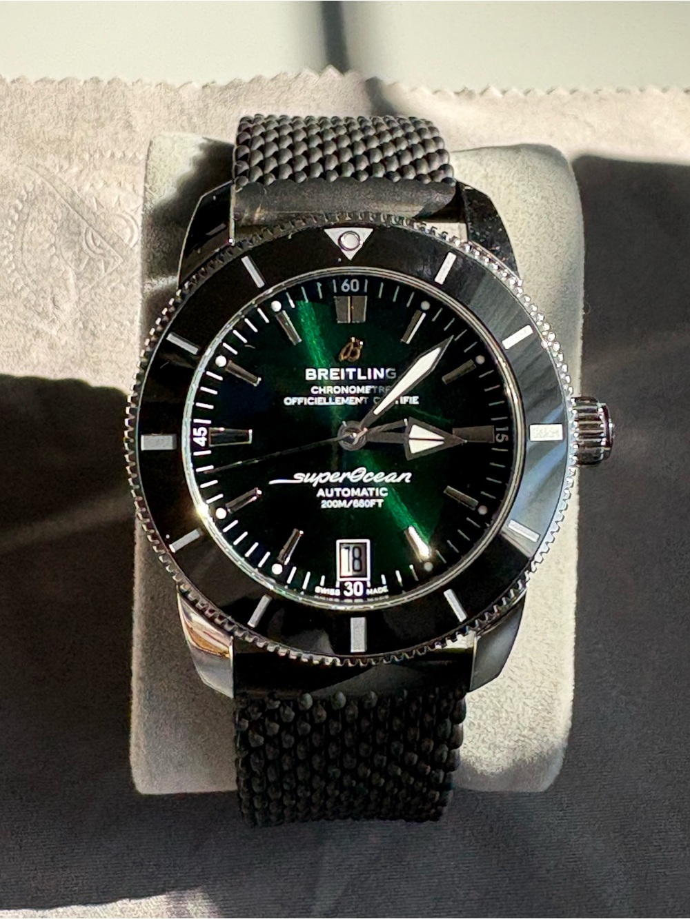 Breitling Superocean 42mm Automatic Men's Watch - Green Dial, Black Strap